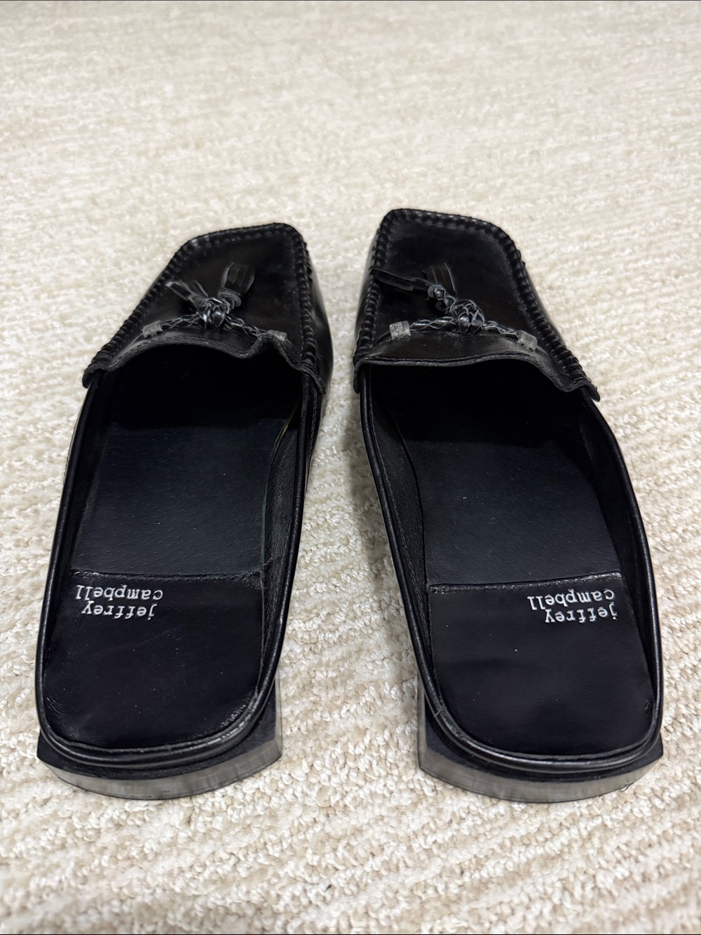 Jeffrey Campbell Black Leather Tassel Slip-On Loafers - Picture 4 of 6
